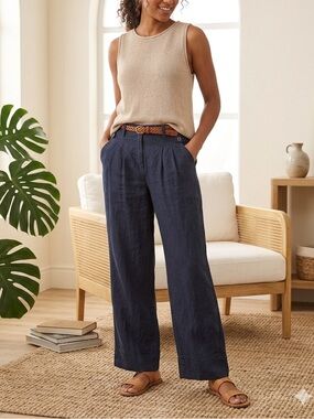 Anthropologie Linen Blend Wide Leg Pants Size 0